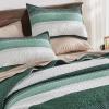 imageAndency Queen Quilt Bedding Set Beige 3 Pieces Patchwork Beige Striped Ultra Soft Lightweight Bedspreads Coverlets Set with 2 Pillow Shams for All Seasons 90quotx96quot09  Emerald Green