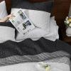 imageAndency Queen Quilt Bedding Set Beige 3 Pieces Patchwork Beige Striped Ultra Soft Lightweight Bedspreads Coverlets Set with 2 Pillow Shams for All Seasons 90quotx96quot02  Black and White