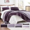 imageAndency Queen Quilt Bedding Set Beige 3 Pieces Patchwork Beige Striped Ultra Soft Lightweight Bedspreads Coverlets Set with 2 Pillow Shams for All Seasons 90quotx96quot08  Purple Gray