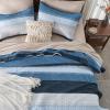 imageAndency Queen Quilt Bedding Set Beige 3 Pieces Patchwork Beige Striped Ultra Soft Lightweight Bedspreads Coverlets Set with 2 Pillow Shams for All Seasons 90quotx96quot06  Navy Blue