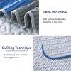 imageAndency Queen Quilt Bedding Set Beige 3 Pieces Patchwork Beige Striped Ultra Soft Lightweight Bedspreads Coverlets Set with 2 Pillow Shams for All Seasons 90quotx96quot07  Gray Blue