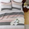 imageAndency Queen Quilt Bedding Set Beige 3 Pieces Patchwork Beige Striped Ultra Soft Lightweight Bedspreads Coverlets Set with 2 Pillow Shams for All Seasons 90quotx96quot38  Grey Pink