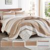 imageAndency Queen Quilt Bedding Set Beige 3 Pieces Patchwork Beige Striped Ultra Soft Lightweight Bedspreads Coverlets Set with 2 Pillow Shams for All Seasons 90quotx96quot12  Taupe