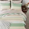 imageAndency Queen Quilt Bedding Set Beige 3 Pieces Patchwork Beige Striped Ultra Soft Lightweight Bedspreads Coverlets Set with 2 Pillow Shams for All Seasons 90quotx96quot36  Mint Pink