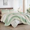 imageAndency Queen Quilt Bedding Set Beige 3 Pieces Patchwork Beige Striped Ultra Soft Lightweight Bedspreads Coverlets Set with 2 Pillow Shams for All Seasons 90quotx96quot36  Mint Pink