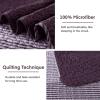 imageAndency Queen Quilt Bedding Set Beige 3 Pieces Patchwork Beige Striped Ultra Soft Lightweight Bedspreads Coverlets Set with 2 Pillow Shams for All Seasons 90quotx96quot08  Purple Gray