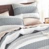 imageAndency Queen Quilt Bedding Set Beige 3 Pieces Patchwork Beige Striped Ultra Soft Lightweight Bedspreads Coverlets Set with 2 Pillow Shams for All Seasons 90quotx96quot03  Grey