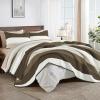 imageAndency Queen Quilt Bedding Set Beige 3 Pieces Patchwork Beige Striped Ultra Soft Lightweight Bedspreads Coverlets Set with 2 Pillow Shams for All Seasons 90quotx96quot33  Mocha