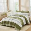 imageAndency Queen Quilt Bedding Set Beige 3 Pieces Patchwork Beige Striped Ultra Soft Lightweight Bedspreads Coverlets Set with 2 Pillow Shams for All Seasons 90quotx96quot17  Olive