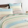 imageAndency Queen Quilt Bedding Set Beige 3 Pieces Patchwork Beige Striped Ultra Soft Lightweight Bedspreads Coverlets Set with 2 Pillow Shams for All Seasons 90quotx96quot35  Blue Pink