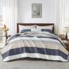 imageAndency Queen Quilt Bedding Set Beige 3 Pieces Patchwork Beige Striped Ultra Soft Lightweight Bedspreads Coverlets Set with 2 Pillow Shams for All Seasons 90quotx96quot24  Yellow Blue