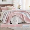 imageAndency Queen Quilt Bedding Set Beige 3 Pieces Patchwork Beige Striped Ultra Soft Lightweight Bedspreads Coverlets Set with 2 Pillow Shams for All Seasons 90quotx96quot13  Pink