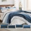 imageAndency Queen Quilt Bedding Set Beige 3 Pieces Patchwork Beige Striped Ultra Soft Lightweight Bedspreads Coverlets Set with 2 Pillow Shams for All Seasons 90quotx96quot06  Navy Blue