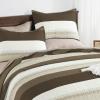 imageAndency Queen Quilt Bedding Set Beige 3 Pieces Patchwork Beige Striped Ultra Soft Lightweight Bedspreads Coverlets Set with 2 Pillow Shams for All Seasons 90quotx96quot33  Mocha