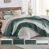 imageAndency Queen Quilt Bedding Set Beige 3 Pieces Patchwork Beige Striped Ultra Soft Lightweight Bedspreads Coverlets Set with 2 Pillow Shams for All Seasons 90quotx96quot09  Emerald Green