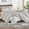 imageAndency Queen Quilt Bedding Set Beige 3 Pieces Patchwork Beige Striped Ultra Soft Lightweight Bedspreads Coverlets Set with 2 Pillow Shams for All Seasons 90quotx96quot20  Linen Grey