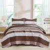 imageAndency Queen Quilt Bedding Set Beige 3 Pieces Patchwork Beige Striped Ultra Soft Lightweight Bedspreads Coverlets Set with 2 Pillow Shams for All Seasons 90quotx96quot14  Brown