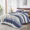 imageAndency Queen Quilt Bedding Set Beige 3 Pieces Patchwork Beige Striped Ultra Soft Lightweight Bedspreads Coverlets Set with 2 Pillow Shams for All Seasons 90quotx96quot18  Mineral Blue
