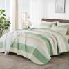 imageAndency Queen Quilt Bedding Set Beige 3 Pieces Patchwork Beige Striped Ultra Soft Lightweight Bedspreads Coverlets Set with 2 Pillow Shams for All Seasons 90quotx96quot36  Mint Pink