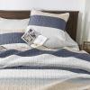 imageAndency Queen Quilt Bedding Set Beige 3 Pieces Patchwork Beige Striped Ultra Soft Lightweight Bedspreads Coverlets Set with 2 Pillow Shams for All Seasons 90quotx96quot24  Yellow Blue