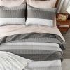 imageAndency Queen Quilt Bedding Set Beige 3 Pieces Patchwork Beige Striped Ultra Soft Lightweight Bedspreads Coverlets Set with 2 Pillow Shams for All Seasons 90quotx96quot19  Dark Grey