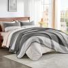 imageAndency Queen Quilt Bedding Set Beige 3 Pieces Patchwork Beige Striped Ultra Soft Lightweight Bedspreads Coverlets Set with 2 Pillow Shams for All Seasons 90quotx96quot19  Dark Grey