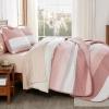 imageAndency Queen Quilt Bedding Set Beige 3 Pieces Patchwork Beige Striped Ultra Soft Lightweight Bedspreads Coverlets Set with 2 Pillow Shams for All Seasons 90quotx96quot23  Blush Pink