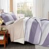 imageAndency Queen Quilt Bedding Set Beige 3 Pieces Patchwork Beige Striped Ultra Soft Lightweight Bedspreads Coverlets Set with 2 Pillow Shams for All Seasons 90quotx96quot22  Grayish Purple