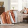 imageAndency Queen Quilt Bedding Set Beige 3 Pieces Patchwork Beige Striped Ultra Soft Lightweight Bedspreads Coverlets Set with 2 Pillow Shams for All Seasons 90quotx96quot10  Orange