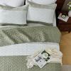 imageAndency Queen Quilt Bedding Set Beige 3 Pieces Patchwork Beige Striped Ultra Soft Lightweight Bedspreads Coverlets Set with 2 Pillow Shams for All Seasons 90quotx96quot37  Wheat Green