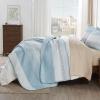 imageAndency Queen Quilt Bedding Set Beige 3 Pieces Patchwork Beige Striped Ultra Soft Lightweight Bedspreads Coverlets Set with 2 Pillow Shams for All Seasons 90quotx96quot21  Aqua Blue