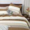 imageAndency Queen Quilt Bedding Set Beige 3 Pieces Patchwork Beige Striped Ultra Soft Lightweight Bedspreads Coverlets Set with 2 Pillow Shams for All Seasons 90quotx96quot34  Caramel