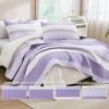 imageAndency Queen Quilt Bedding Set Beige 3 Pieces Patchwork Beige Striped Ultra Soft Lightweight Bedspreads Coverlets Set with 2 Pillow Shams for All Seasons 90quotx96quot15  Lavender