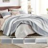 imageAndency Queen Quilt Bedding Set Beige 3 Pieces Patchwork Beige Striped Ultra Soft Lightweight Bedspreads Coverlets Set with 2 Pillow Shams for All Seasons 90quotx96quot03  Grey
