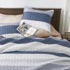 imageAndency Queen Quilt Bedding Set Beige 3 Pieces Patchwork Beige Striped Ultra Soft Lightweight Bedspreads Coverlets Set with 2 Pillow Shams for All Seasons 90quotx96quot18  Mineral Blue