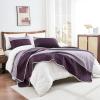 imageAndency Queen Quilt Bedding Set Beige 3 Pieces Patchwork Beige Striped Ultra Soft Lightweight Bedspreads Coverlets Set with 2 Pillow Shams for All Seasons 90quotx96quot08  Purple Gray