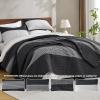 imageAndency Queen Quilt Bedding Set Beige 3 Pieces Patchwork Beige Striped Ultra Soft Lightweight Bedspreads Coverlets Set with 2 Pillow Shams for All Seasons 90quotx96quot02  Black and White