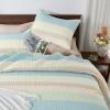 imageAndency Queen Quilt Bedding Set Beige 3 Pieces Patchwork Beige Striped Ultra Soft Lightweight Bedspreads Coverlets Set with 2 Pillow Shams for All Seasons 90quotx96quot35  Blue Pink