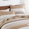 imageAndency Queen Quilt Bedding Set Beige 3 Pieces Patchwork Beige Striped Ultra Soft Lightweight Bedspreads Coverlets Set with 2 Pillow Shams for All Seasons 90quotx96quot12  Taupe