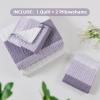 imageAndency Queen Quilt Bedding Set Beige 3 Pieces Patchwork Beige Striped Ultra Soft Lightweight Bedspreads Coverlets Set with 2 Pillow Shams for All Seasons 90quotx96quot22  Grayish Purple