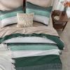 imageAndency Queen Quilt Bedding Set Beige 3 Pieces Patchwork Beige Striped Ultra Soft Lightweight Bedspreads Coverlets Set with 2 Pillow Shams for All Seasons 90quotx96quot09  Emerald Green