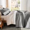 imageAndency Queen Quilt Bedding Set Beige 3 Pieces Patchwork Beige Striped Ultra Soft Lightweight Bedspreads Coverlets Set with 2 Pillow Shams for All Seasons 90quotx96quot19  Dark Grey