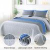 imageAndency Queen Quilt Bedding Set Beige 3 Pieces Patchwork Beige Striped Ultra Soft Lightweight Bedspreads Coverlets Set with 2 Pillow Shams for All Seasons 90quotx96quot07  Gray Blue