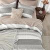 imageAndency Queen Quilt Bedding Set Beige 3 Pieces Patchwork Beige Striped Ultra Soft Lightweight Bedspreads Coverlets Set with 2 Pillow Shams for All Seasons 90quotx96quot03  Grey