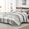 imageAndency Queen Quilt Bedding Set Beige 3 Pieces Patchwork Beige Striped Ultra Soft Lightweight Bedspreads Coverlets Set with 2 Pillow Shams for All Seasons 90quotx96quot03  Grey
