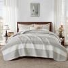 imageAndency Queen Quilt Bedding Set Beige 3 Pieces Patchwork Beige Striped Ultra Soft Lightweight Bedspreads Coverlets Set with 2 Pillow Shams for All Seasons 90quotx96quot20  Linen Grey