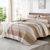 imageAndency Queen Quilt Bedding Set Beige 3 Pieces Patchwork Beige Striped Ultra Soft Lightweight Bedspreads Coverlets Set with 2 Pillow Shams for All Seasons 90quotx96quot12  Taupe