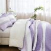 imageAndency Queen Quilt Bedding Set Beige 3 Pieces Patchwork Beige Striped Ultra Soft Lightweight Bedspreads Coverlets Set with 2 Pillow Shams for All Seasons 90quotx96quot15  Lavender