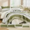 imageAndency Queen Quilt Bedding Set Beige 3 Pieces Patchwork Beige Striped Ultra Soft Lightweight Bedspreads Coverlets Set with 2 Pillow Shams for All Seasons 90quotx96quot17  Olive
