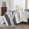 imageAndency Queen Quilt Bedding Set Beige 3 Pieces Patchwork Beige Striped Ultra Soft Lightweight Bedspreads Coverlets Set with 2 Pillow Shams for All Seasons 90quotx96quot24  Yellow Blue